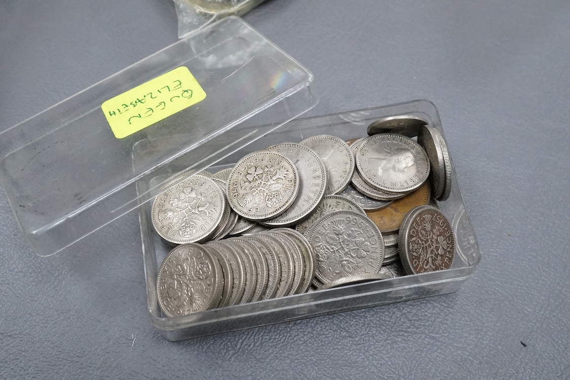 A collection of coins including pre 1947 Halfcrowns, Florins, shillings etc.